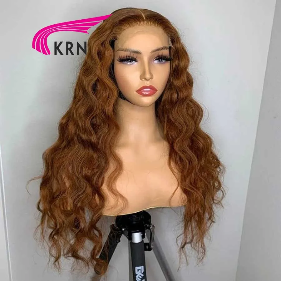 KRN 250 densità colore marrone parrucche onda profonda per le donne capelli brasiliani 13x4 parrucca anteriore in pizzo con i capelli del bambino 13x6 parrucche in pizzo