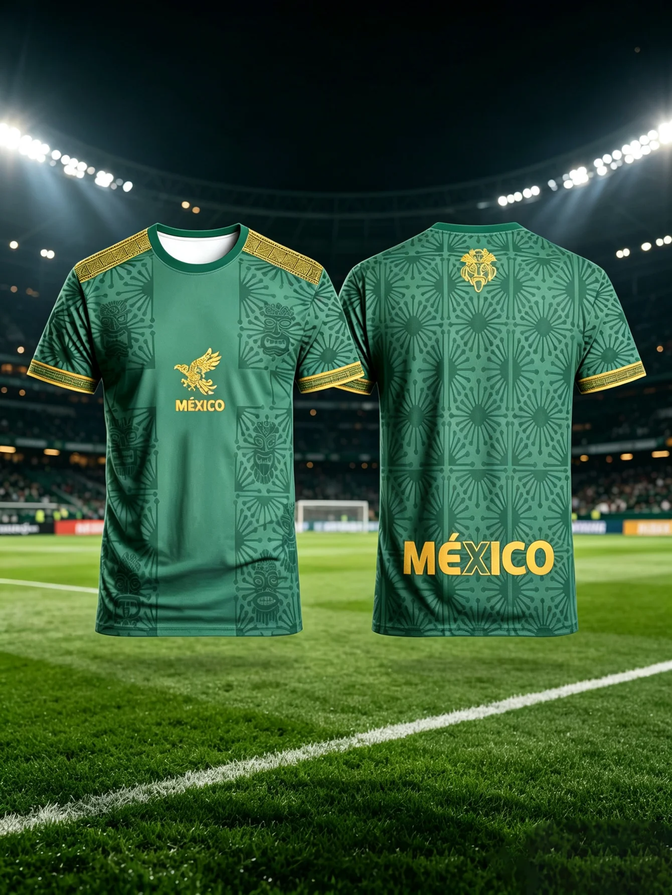 Mexican fan jersey men's quick drying short sleeved retro ethnic style football top in multiple colors
