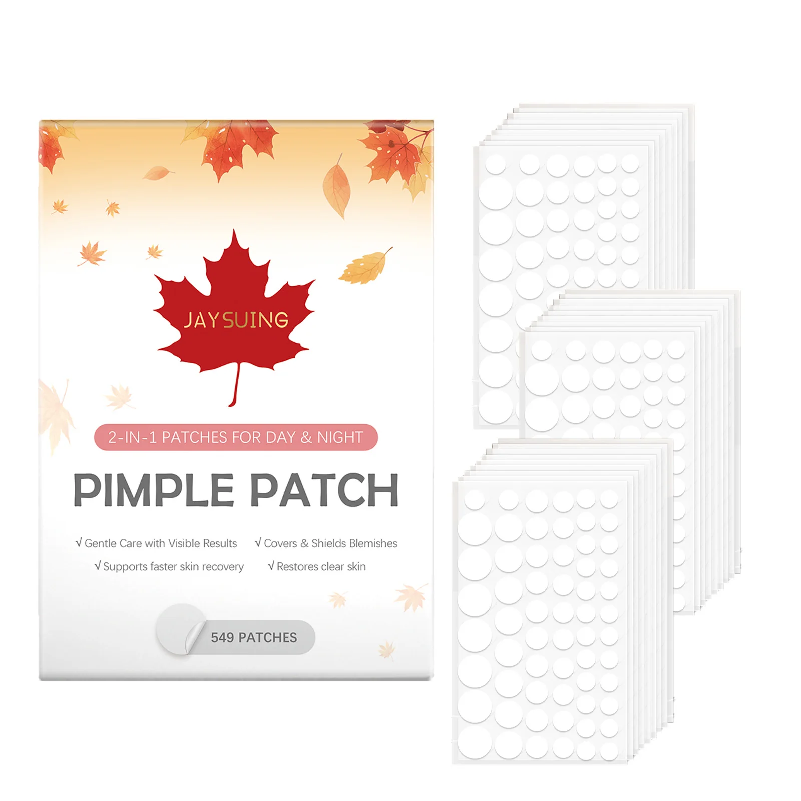 Hydrocolloid Acne Patches Round Spot Invisible Acne Pimple Patches Absorb Pus & Oil Reduce Redness Waterproof & Skin-Friendly