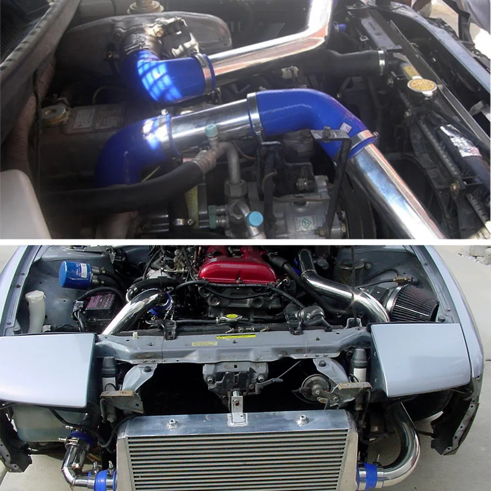 0/45/90/180 Degrees L S Type Aluminum Tube Universal 63MM/70MM/76mm Cold Air Intake Pipe for Racing Car Turbo High Flow