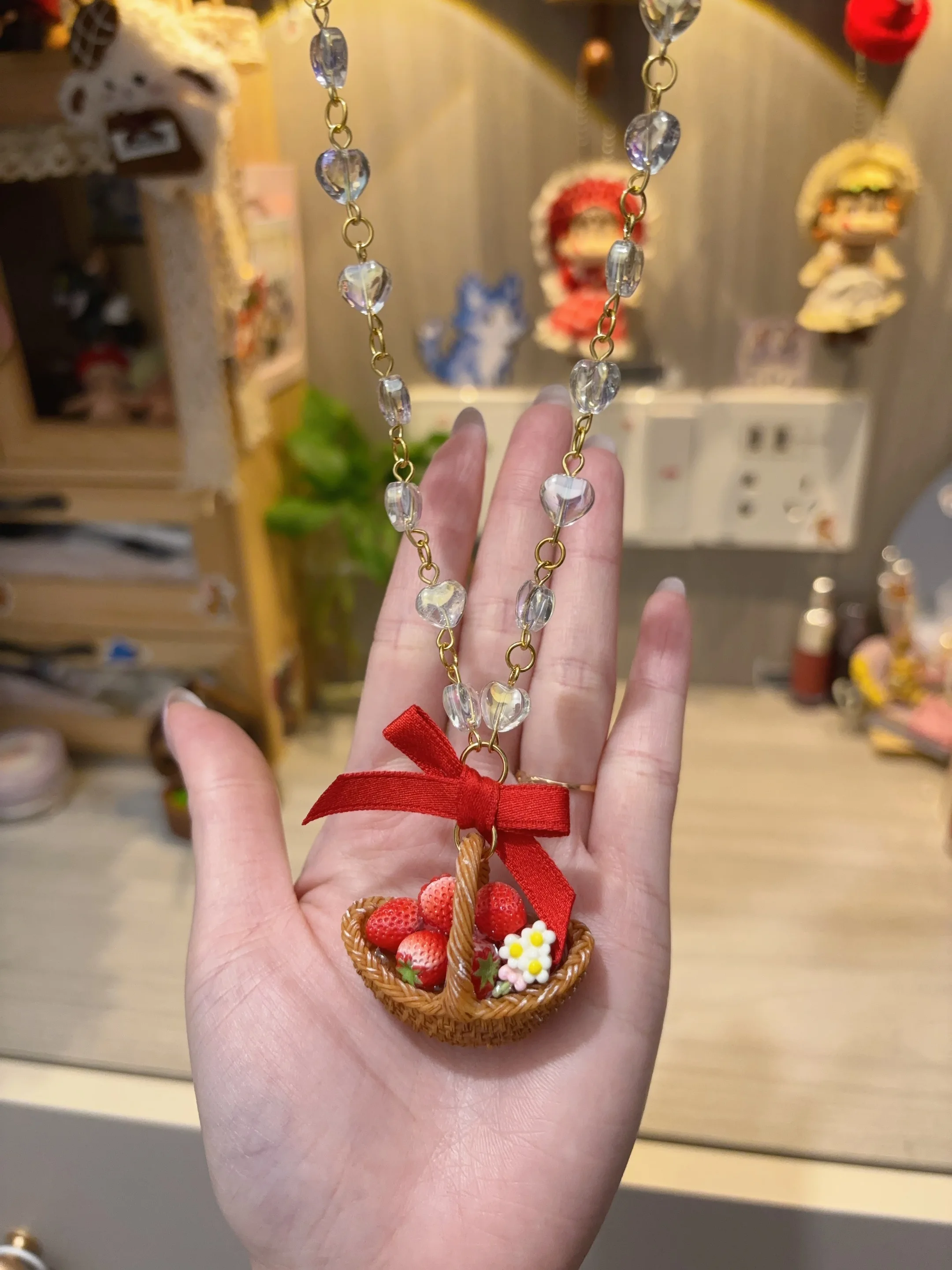 Handmade Elegant Strawberry Basket Necklace Versatile Cute Style Lolita Accessory Perfect for Any Occasion