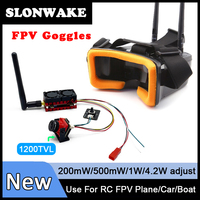 SLONWAKE 5.8G 48CH 4.2W VTX Transmitter with 1200TVL fpv camera and VR009 FPV Goggles 3 inch 480*320px Video Headset HD Glasses