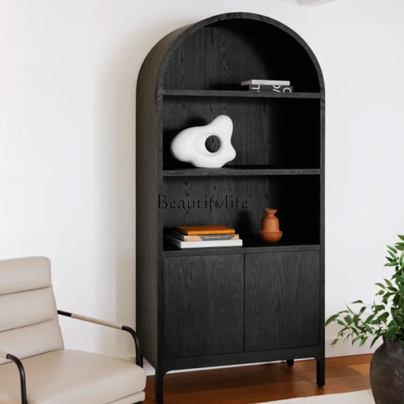 

Книжный шкаф в скандинавском стиле, книжная полка, простой современный шкафчик из черного дуба, дуга ретро