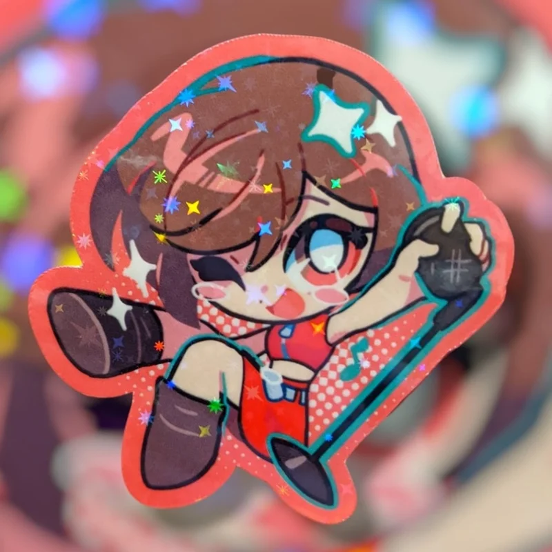 Virtual Idol Mysterious Brown Hair Girl Sticker Matte Vinyl Waterproof Cute Silly Cosplay Accessories For Laptop Water Bottle