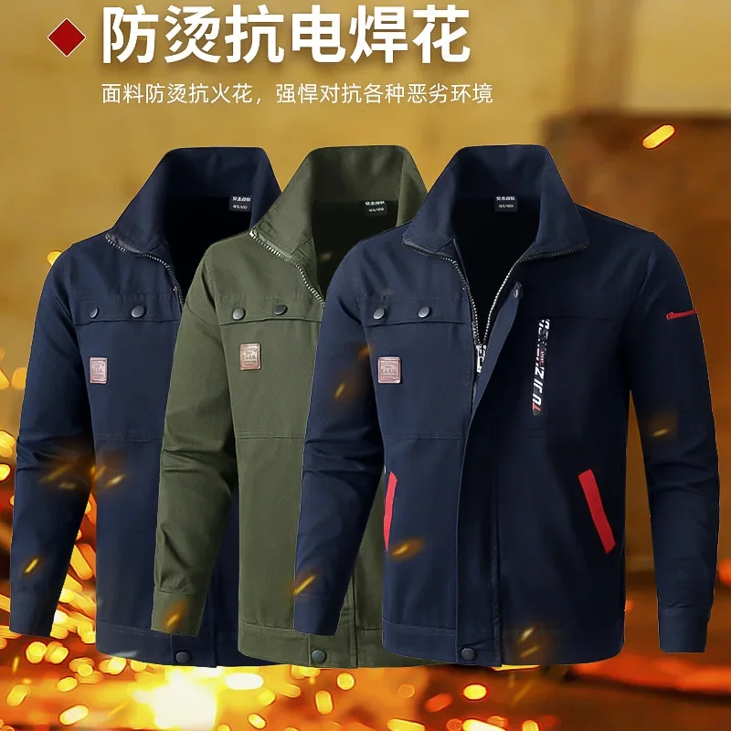 Spring Autumn Men\'s Cotton Workshop Working Clothes Print Logo Hunting Rxploration Coat Electrical Welder Maintenance Jacket