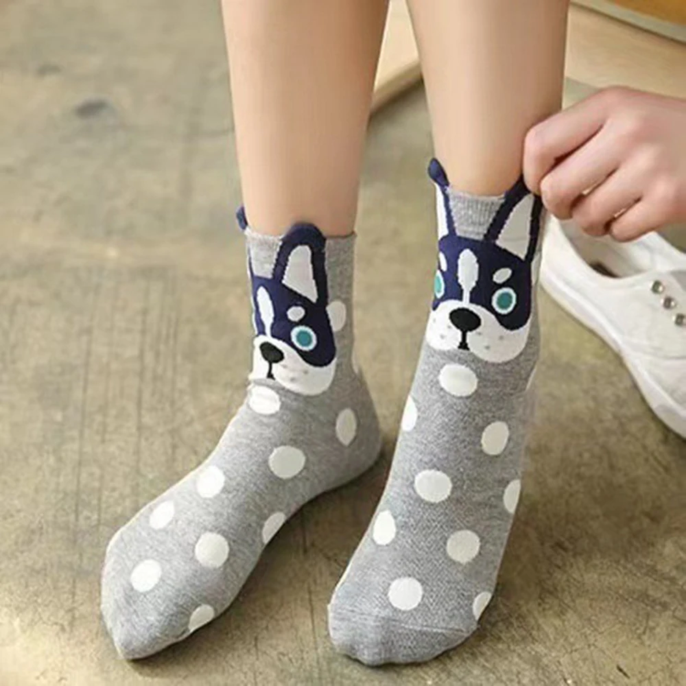 5 Pairs/Set Women Animal Cotton Socks Autumn Winter High Quality Casual Tube Socks Female Ladies Lovely Cartoon Socks