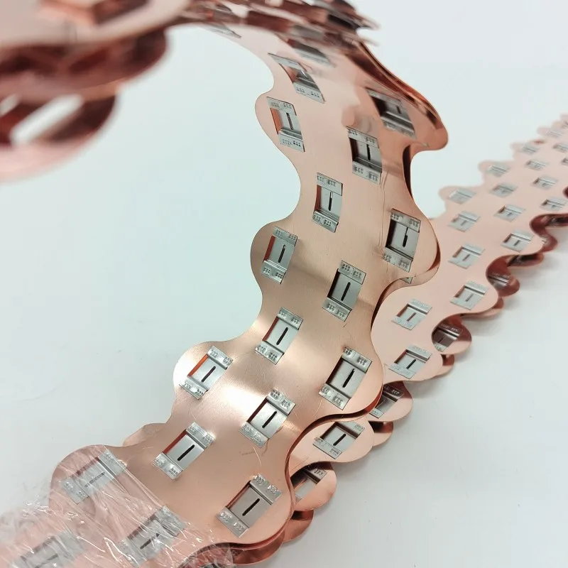 21700-2P W Shape Copper Bus Bar No Spacer 21.4MM Power Battery Pack Copper 21700 Copper-Nickel Composite Strip Thickness 0.3mm view 6