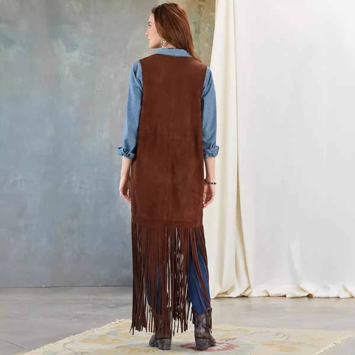 2025 New Fashion Fringed Vest for Women, Slim-fitting, Sleeveless Vest, Shawl-style Jacket