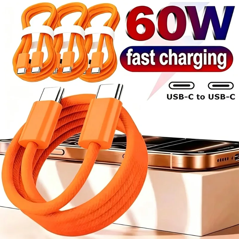 USB C Cable to USB C PD 60W Fast Charging Charger Cable Supports Fast Charging For iPhone 17 16 15 Samsung S26 Huawei Xiaomi