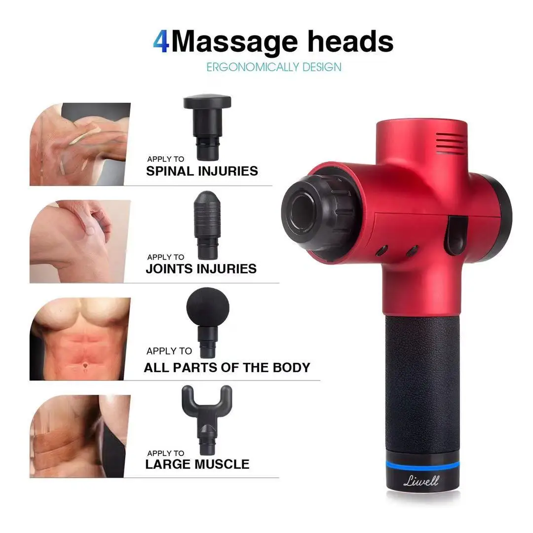 مسدس فآسيا متعدد الوظائف، مسدس تدليك متعدد الرؤوس لاسترخاء الجسم، مسدس صغير للنبض