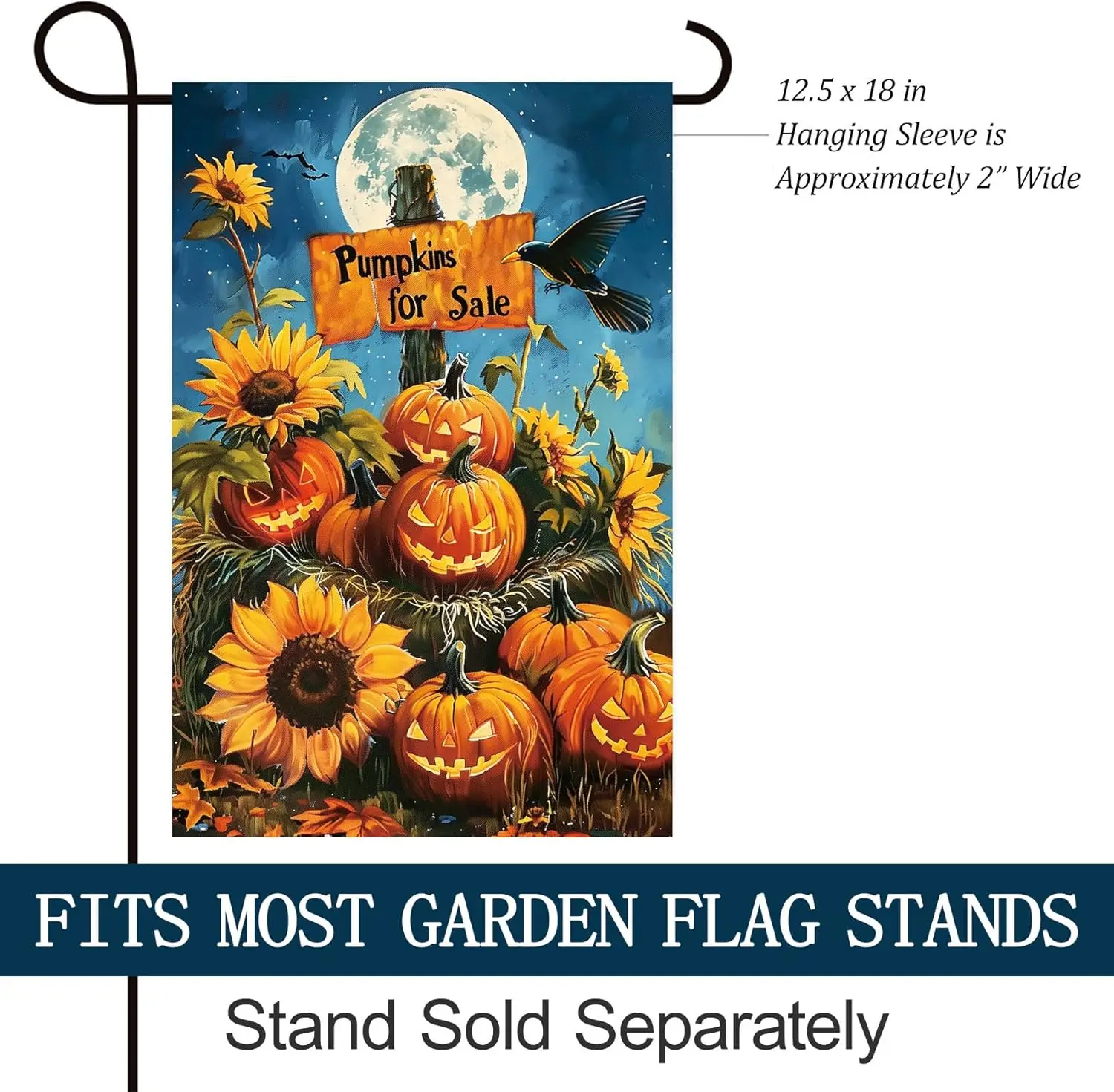 Texupday Halloween Sunflower Spooky Pumpkin Crow Decoration Vertical Garden Flag Fall Harvest Holiday Rustic Party Outdoor Yard