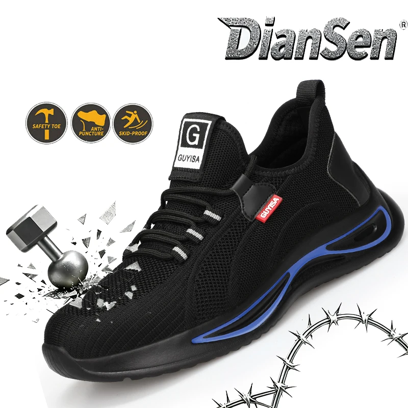 

Mens Work Safety Boots Steel Toe Anti-smash Work Shoes Lightweight Breathable Sneakers Casual Walking Shoes Hiking Shoes