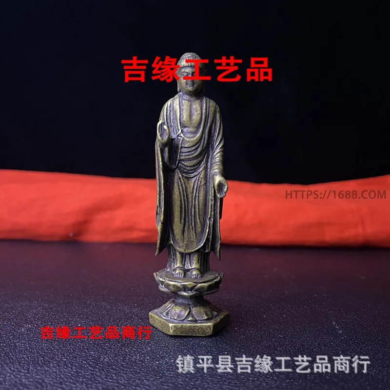 Style small copper statue portable pocket Guanyin floor Tibetan Buddhism retro brazing Buddha Damo B