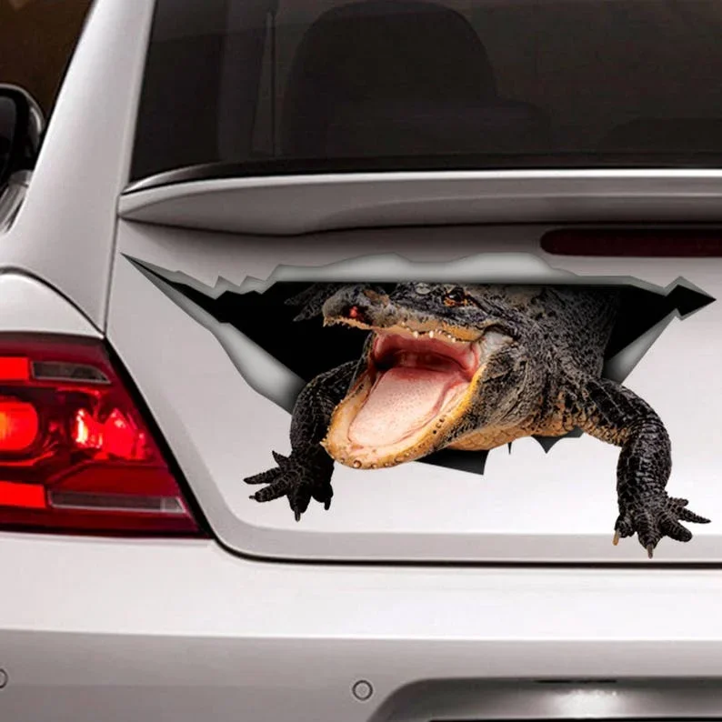 

Crocodile Car Decal Vinyl Decals Car Decorations Reptile Decals Funny Car-Decals 3D Stickers Animal Decals Accessories