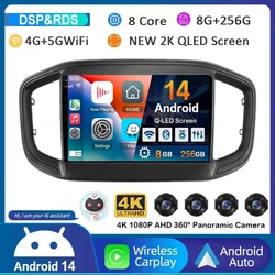 Android 15 Auto Carplay Car Radio For Fiat Strada 2020 2021 2022 2023 Multimedia Video Player GPS Stereo 360 Camera WIFI+4G QLED