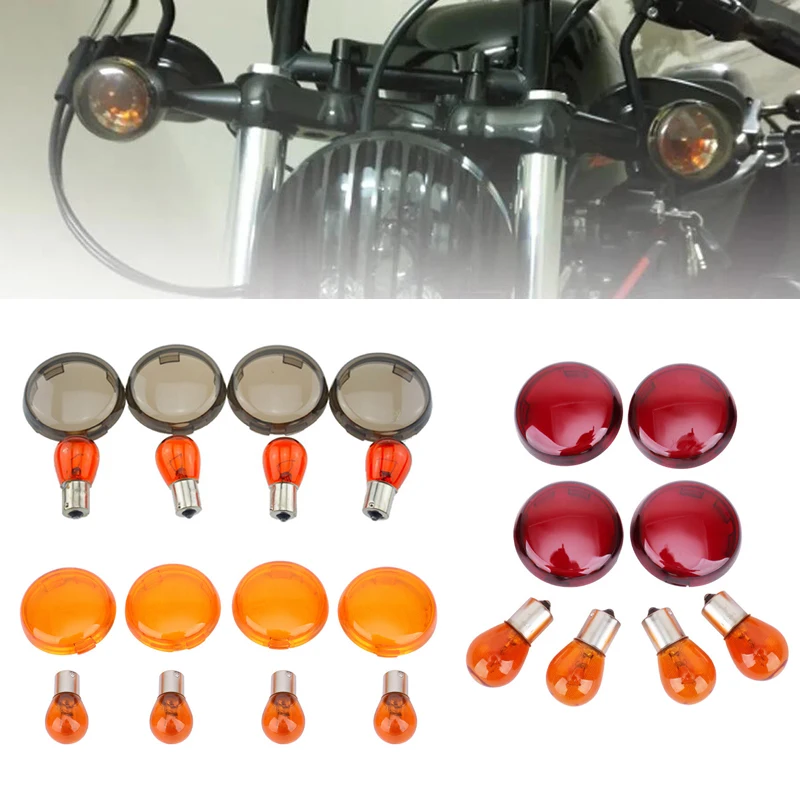 

Motorcycel ABS Turn Signal Light Lens & 4pcs Amber Bulbs For Harley Sportsters 883 1200 XL 72 48 XL1200 2002-2006 Custom