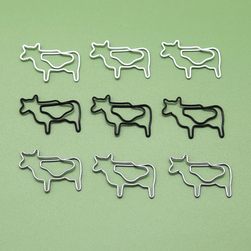 Farm Animal Paper Clips Decorative Dairy Cattle Cartoon Shaped Paper Clip Metal Cute Cow Shape Paperclip Bookmark Pin