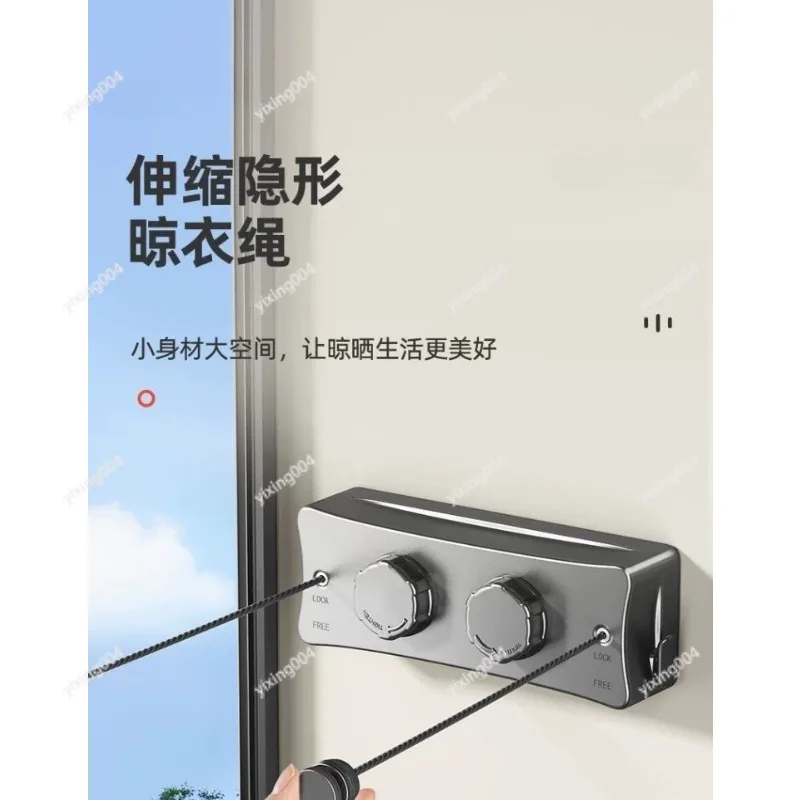 

Retractable Hidden Clothesline, Space-Saving Steel Wire Laundry Rope for Home Indoor Area