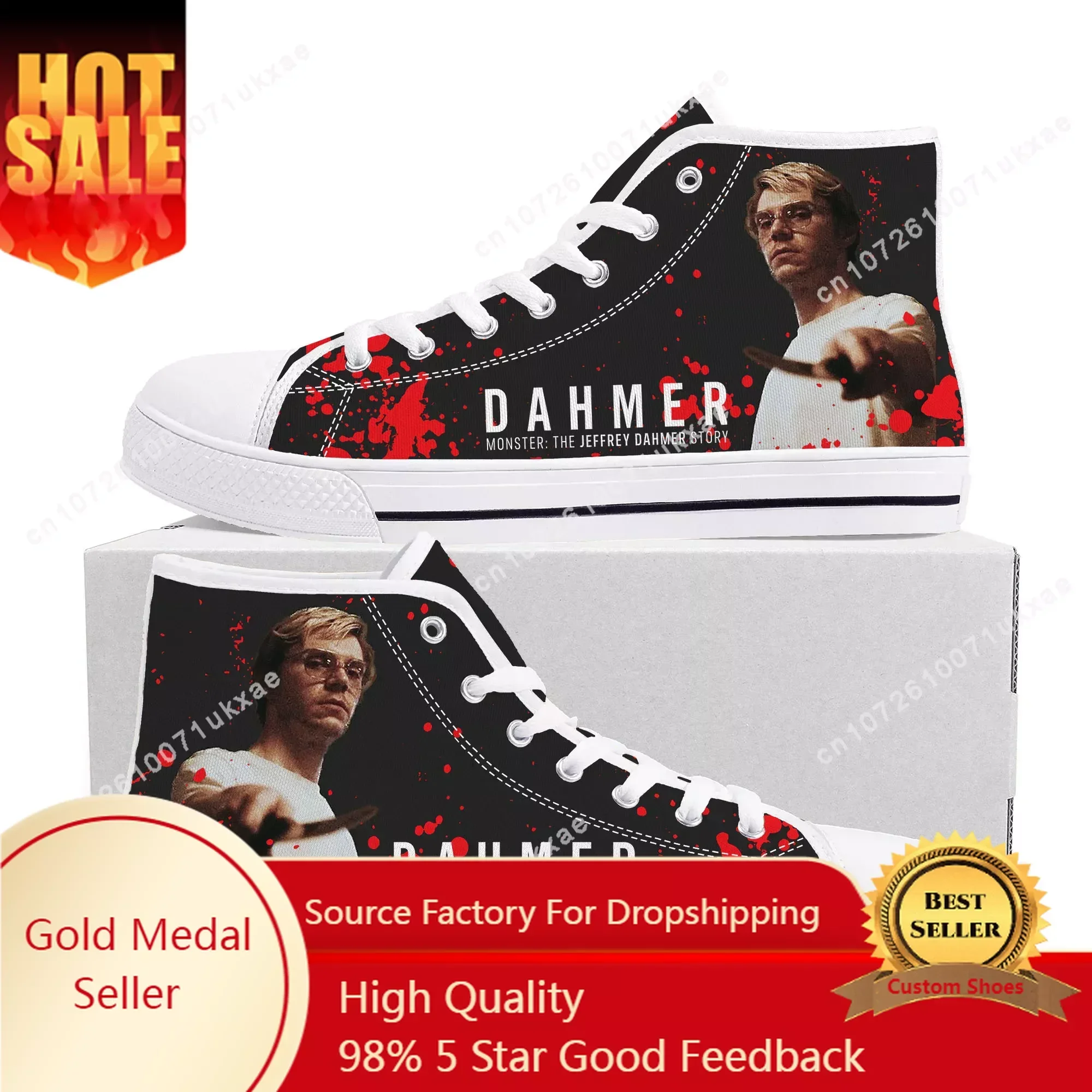 

Jeffrey Dahmer High Top Sneakers Mens Womens Teenager High Quality Monster-Serial Killer Canvas Sneaker Casual Shoe Custom Shoes