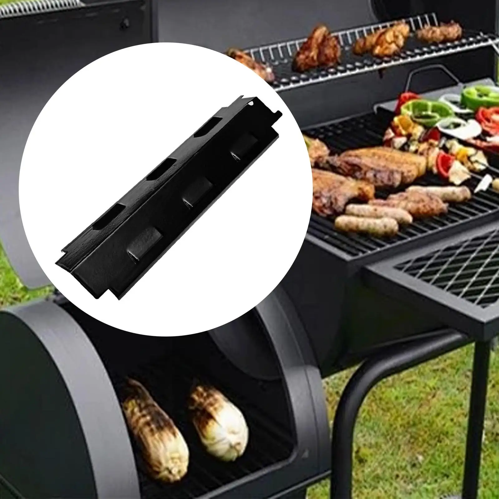 BBQ Grill Heat Plate, Porcelain Steel Heat Plate Replacement, Heat Deflector Heat Tent Burner Cover for Backyard