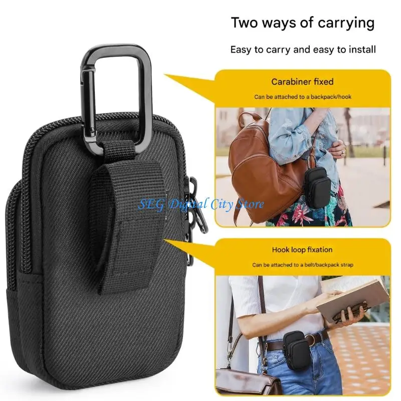 

U75B Portable Storage Player Carrying Case with Metal Carabiner Clip 600D Nylon