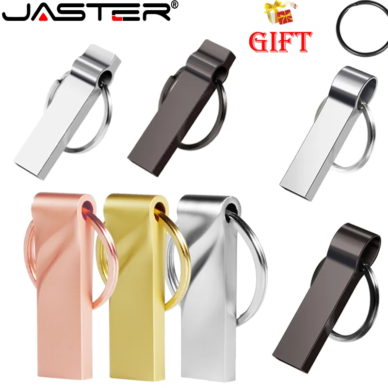 JASTER Free Key Ring USB Flash Drive 128GB 32GB Mini Metal Memory Stick 64GB 8GB Creative Gift 16G USB Stick 4G Pendrive For Car