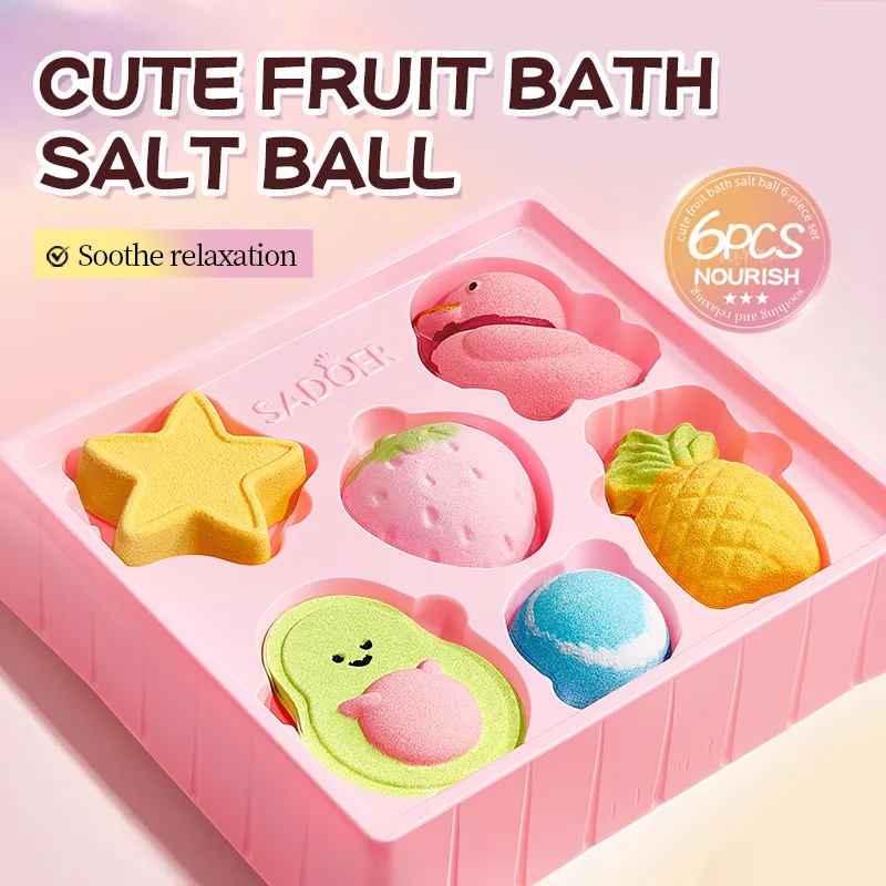 

Fruit Bath Salt Ball 6 piece Gift Set Body Clean Bath Salt Balh Birthday Valentines Christmas Gifts for Women