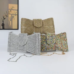 Embellished sequin pleated dinner bag Pop metal chain shoulder bag Wedding Reception storage Bag Haute Banquets Evening gown bag