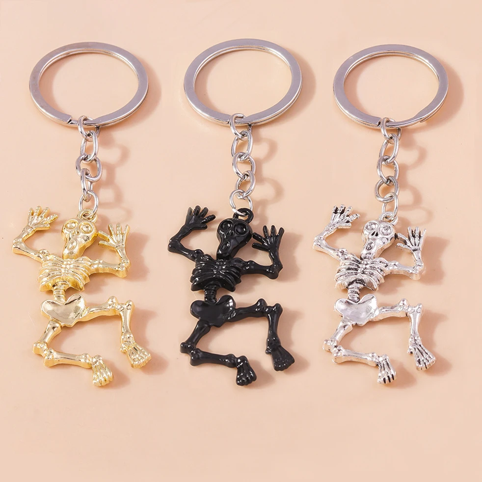 Leslie Fashion Halloween Keychain Alloy Metal Halloween Skeleton Keychains Handbag Pendant Party Jewelry Gifts