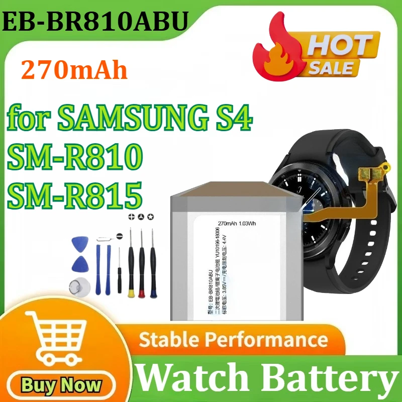 

New High Quality EB-BR810ABU Battery for SAMSUNG S4 SM-R810 R815 SM-R815 270mAh 42mm Smart Watch Bateria+Tools