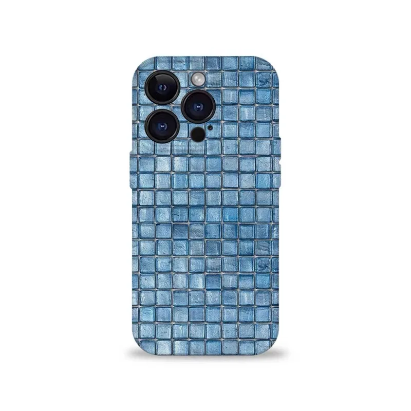 

Ins Blue Mosaic Ice Cubes Phone Case for IPHONE 17 Air 16E 15 PROMAX 14 Plus 13 12 MINI 11 PRO 16Plus XR XS Acrylic Phone Cover