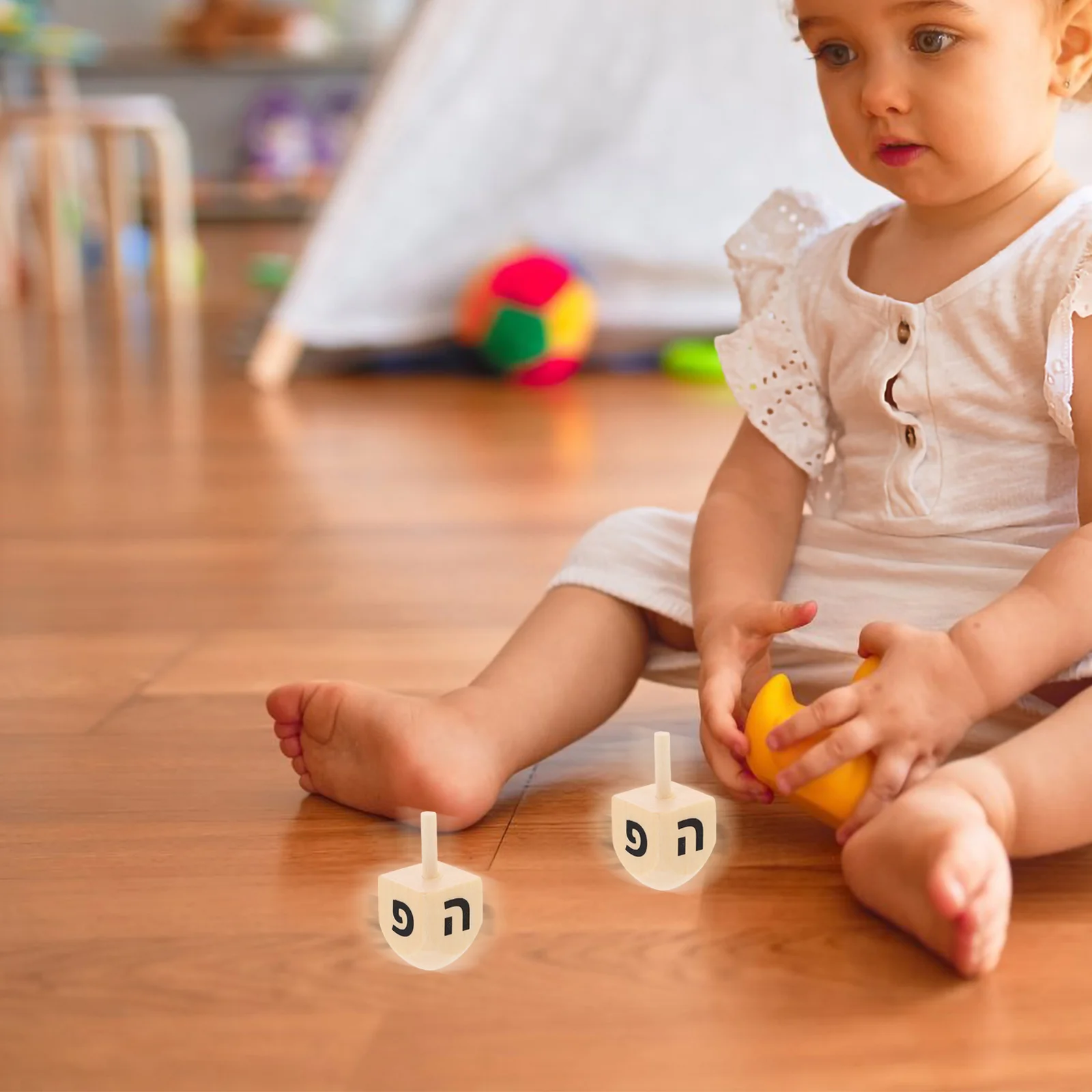 4 Pcs Wooden Spinning Top Tops Toys Forever Felt Hanukkah Dreidel Dreidels Craft Pendant