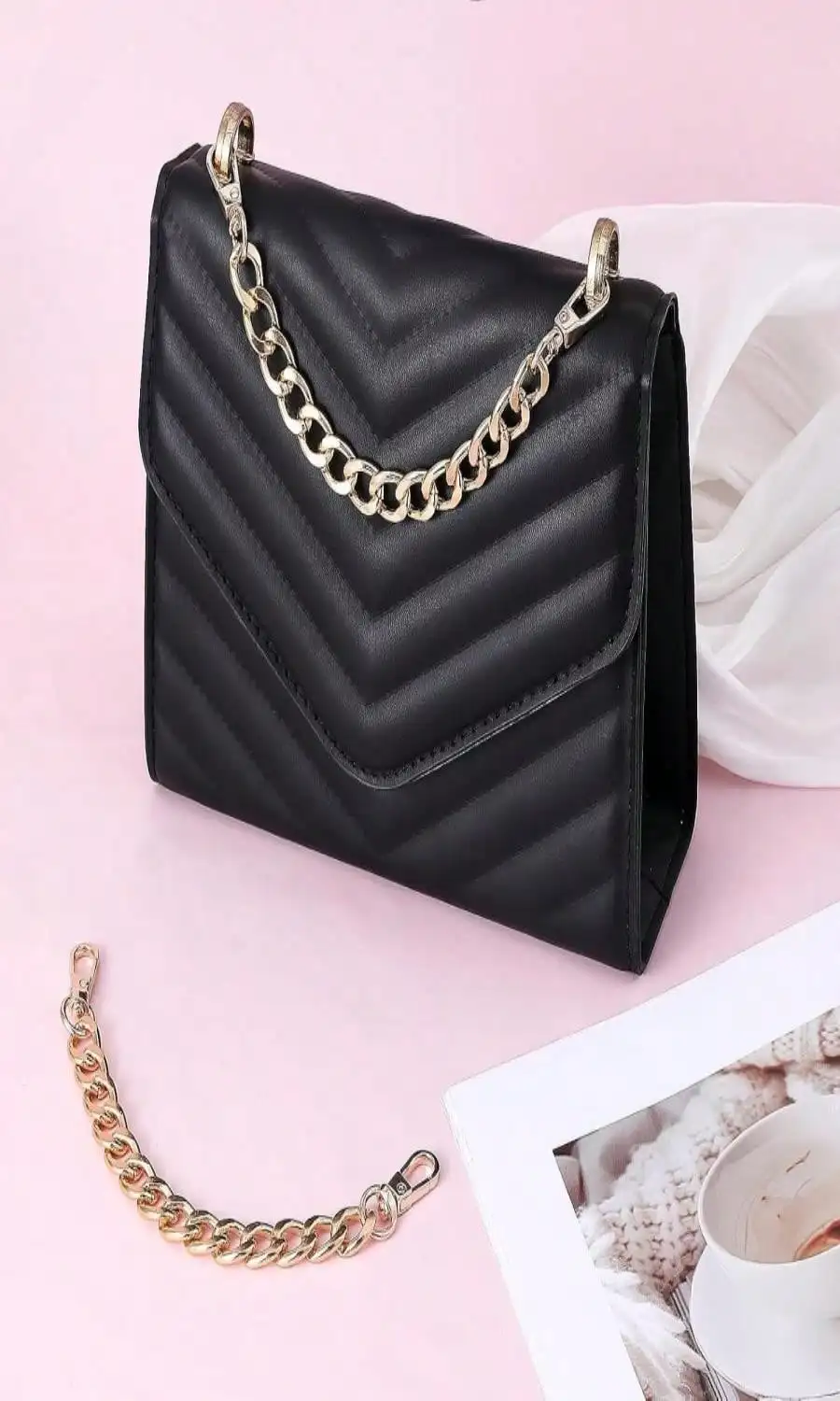 2 PCS 7.8Inch Purse Chain Charm Golden Wallet Chains Metal Purses Strap Extender Replacement For Handbags Shoulder