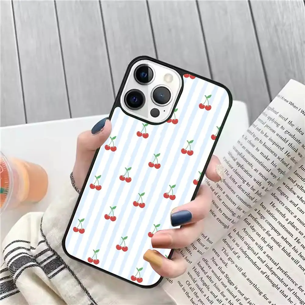 

1pc Cute Cartoon Cherry Lichee Pattern Phone Case Strong Magnetic For IPhone 16 15 14 13 Pro Max 11 12 Mini
