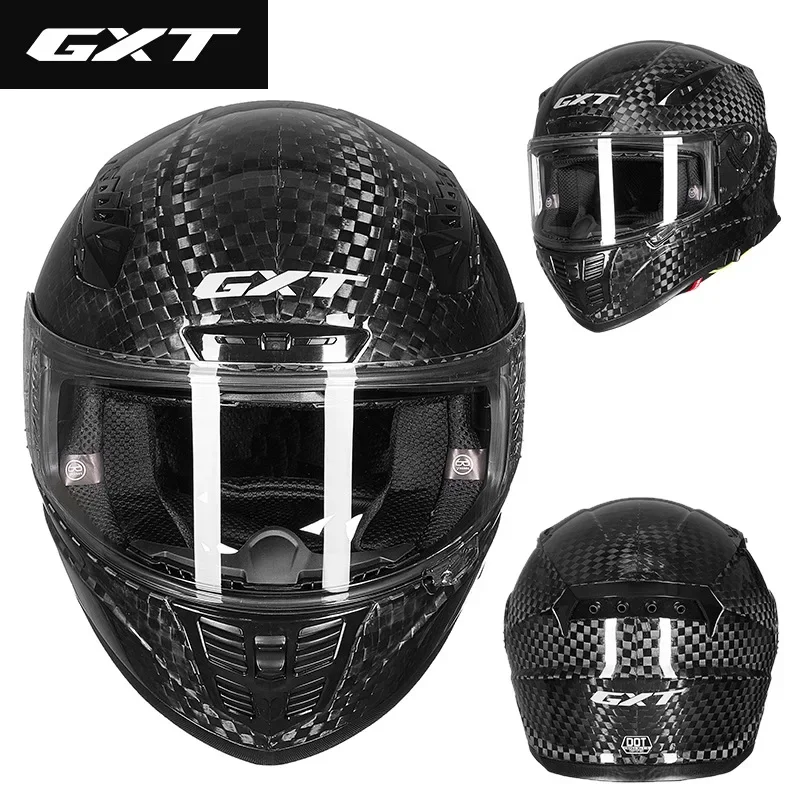 Carbon Fiber 12k 3K GXT FA602 Motorcycle Helmet Full Face Helmet Double Lens Casco Moto Lightweight DOT Certification Capacete