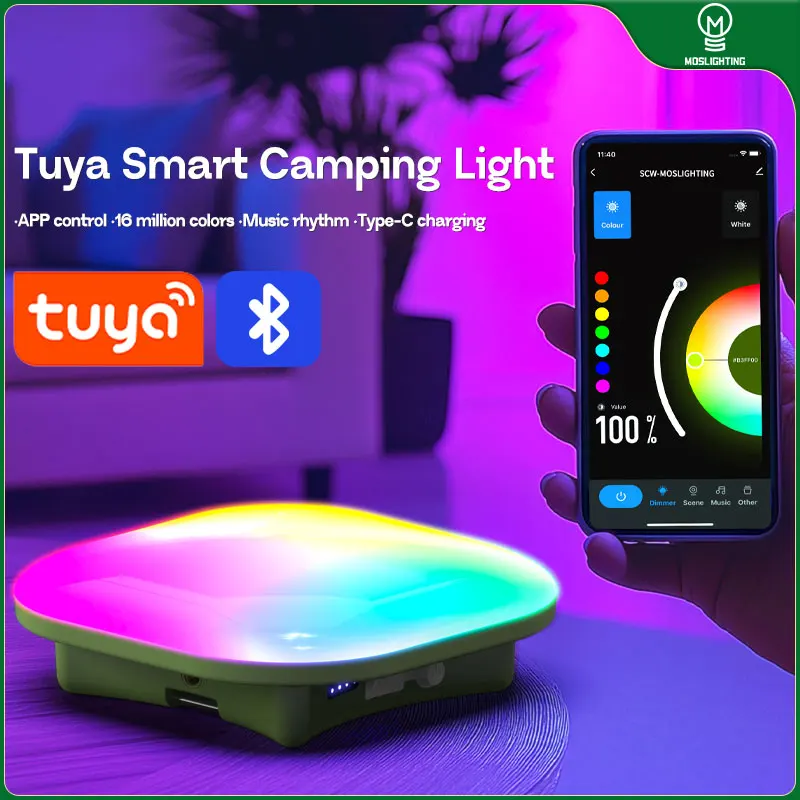 MOSLIGHTING Portable LED Camping Lantern 13500mAh Rechargeable Camping Light Smart Light Bluetooth RGB Lighting Modes Tent Light