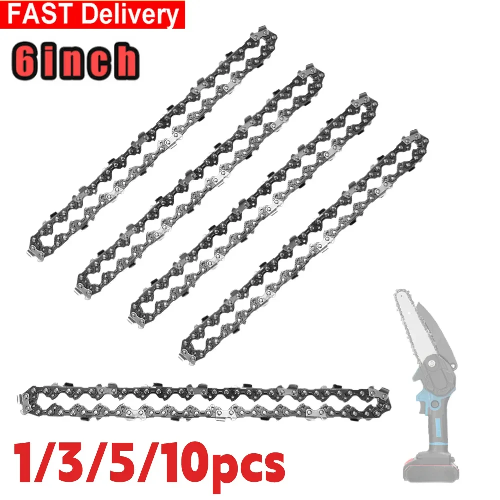 6 Inch Mini Chainsaw Chain Set Cordless Electric Saw Chain Wood Branch Cutting Sharp Chains Blades Replacement