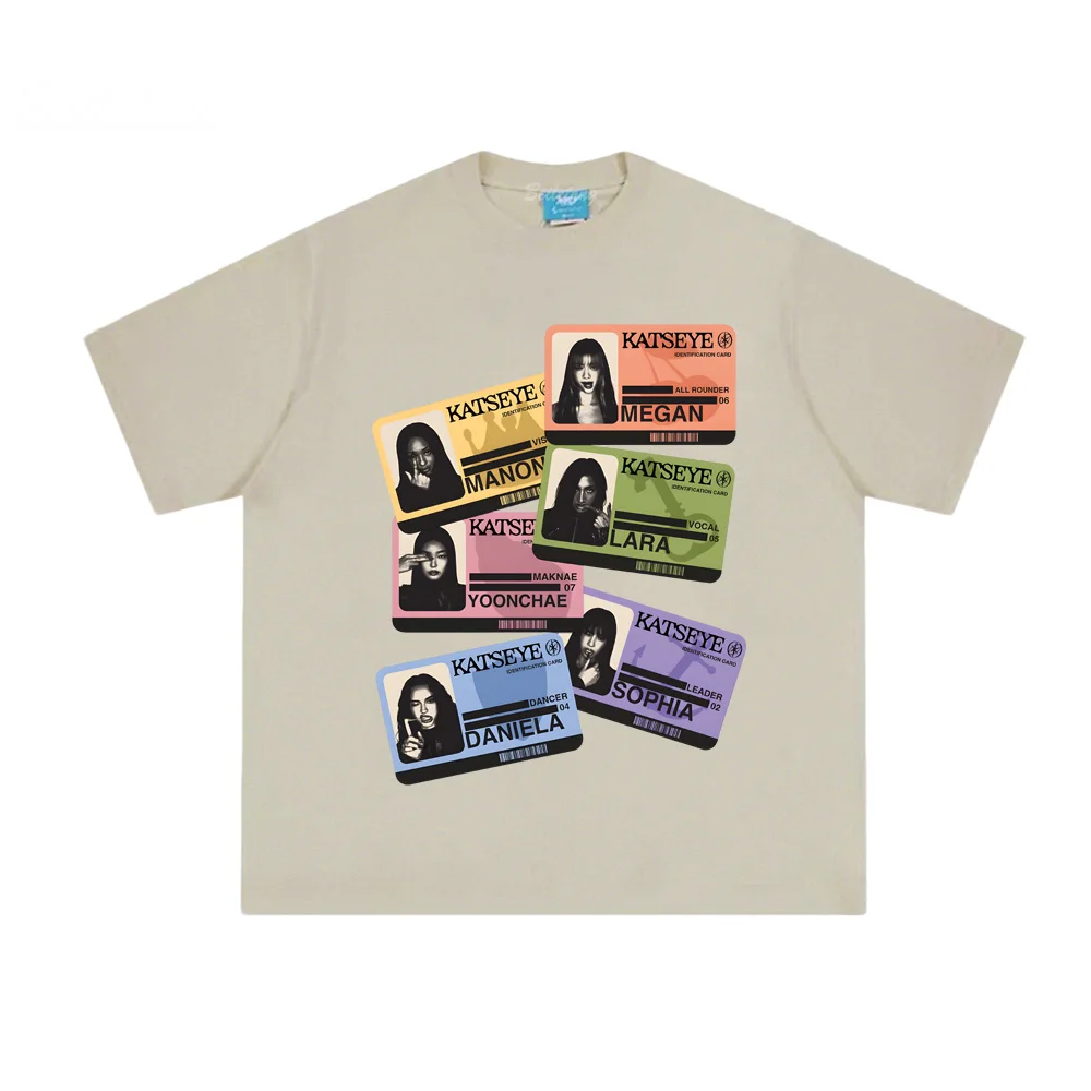 

Girl Group KATSEYE Member Identification Card T-Shirt Summer Korean Style 100%Cotton HighQuality TOPS O-neck Comfortable TEE