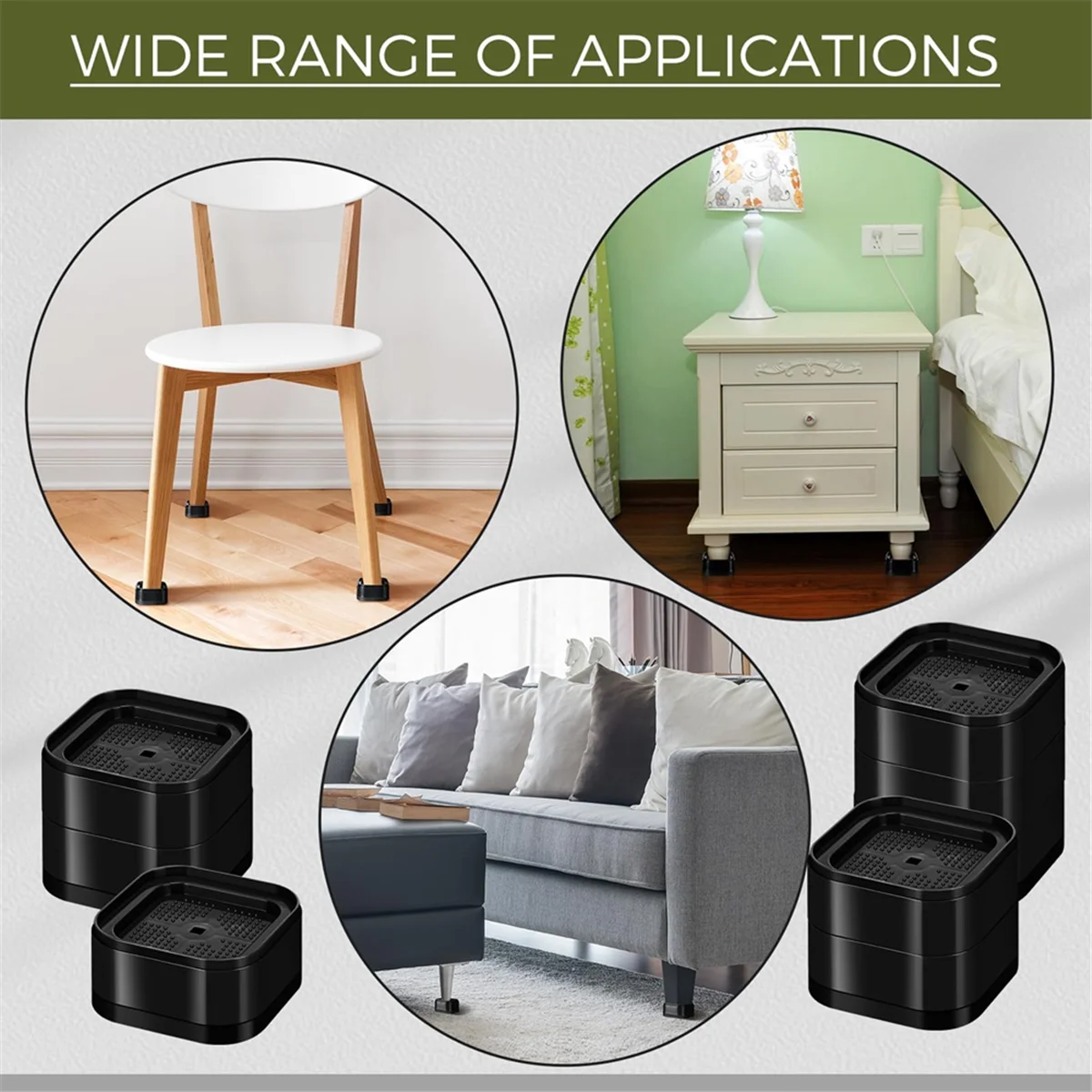 

New Furniture Risers Adjustable Bed Risers 1.38In Stackable Heavy Duty Bed Lifts Risers Square Bed Raising Blocks 16 Pcs