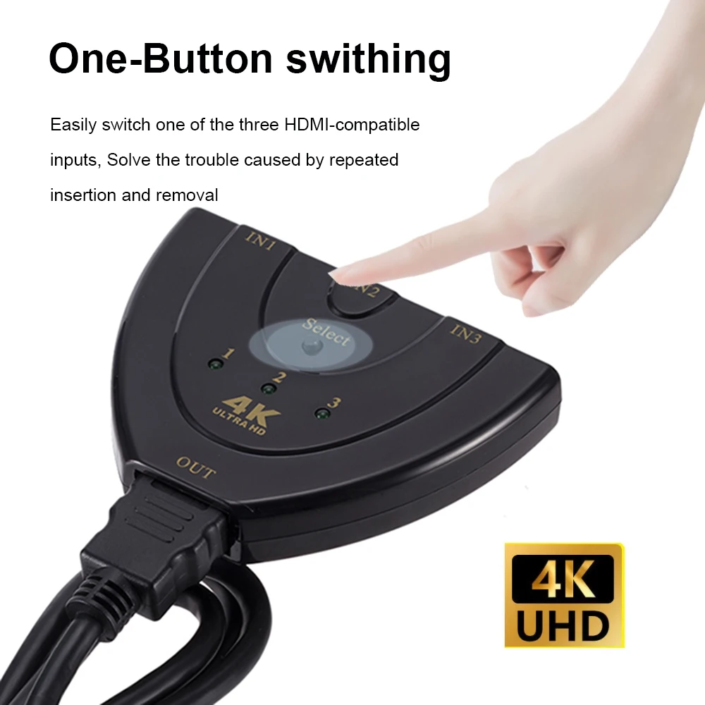 4K*2K 3D Mini 3 Port HDMI-compatible Switch 1.4b 4K Switcher Splitter 1080P 3 in 1 out Port Hub for DVD HDTV Xbox PS3 PS4