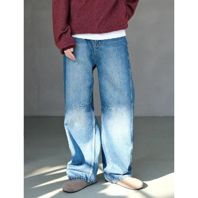 

Мужские джинсы в стиле ретро: американские, синие, широкие, прямого кроя, свободные, класса люкс, модные, повседневные, прямого силуэта