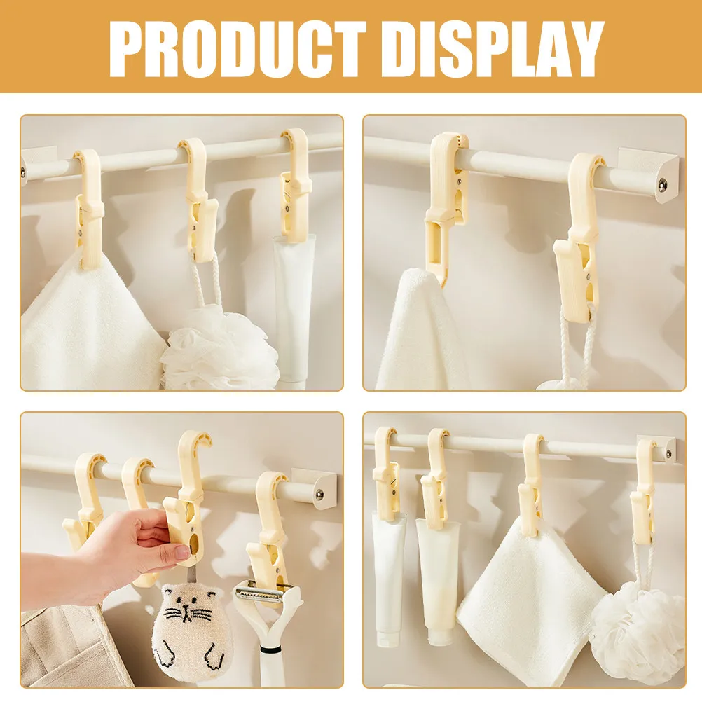 3Pcs Multi Use Laundry Hook Clips Swivel Hanging Organizer for Clothes Towels Underwear Socks Hats Scarves Balcony Bathroom view 4