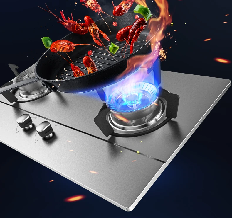 เตาแก๊สสแตนเลสแบบ Dual Burner การออกแบบรวมสําหรับก๊าซธรรมชาติและก๊าซเหลว