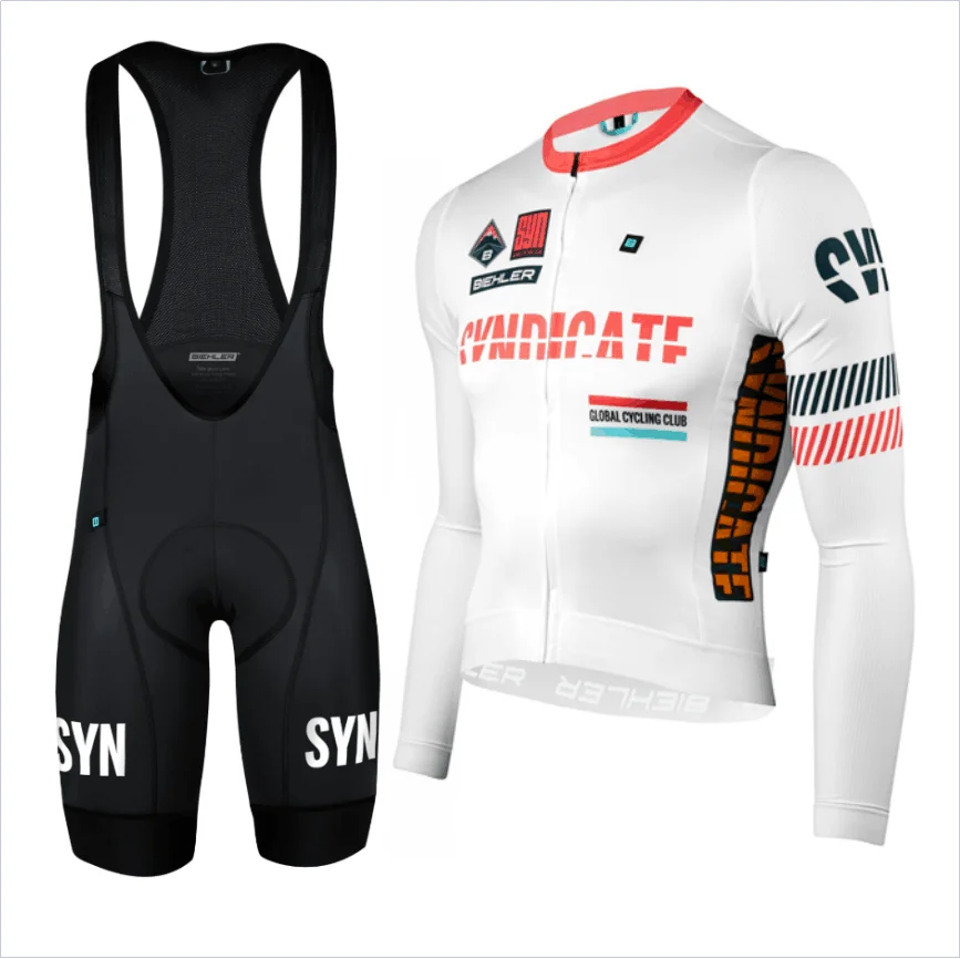 SYN Autumn Men\'s Race Team Long Sleeve Bicycle Suit Cycling Apparel SYNDICATE PRO RACE TEAM LS JERSEY And Bib Pants SUNDAY