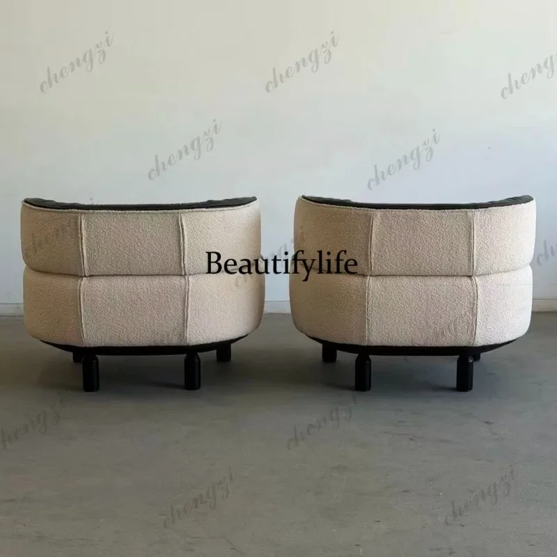 A4567 Italian splicing fabric leather art sofa single seat black and white contrasting leisure chair negotiation single sofa