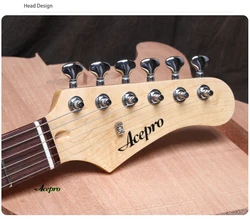 In Stock Acepro Electric Guitar Transparent Black Flame Maple Wilkinson Tremolo Bridge Humbucker Pickup Split Coil Guitarra