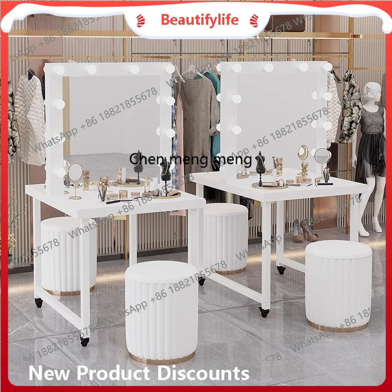 

Movable dressing table Studio makeup mirror table Single and double-sided school beauty studio dressing table H