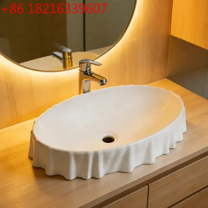 YAOLuxury Pattern Round Ceramic Table Basin Wash Basin for Balcony Hotel Bathroom High End Design