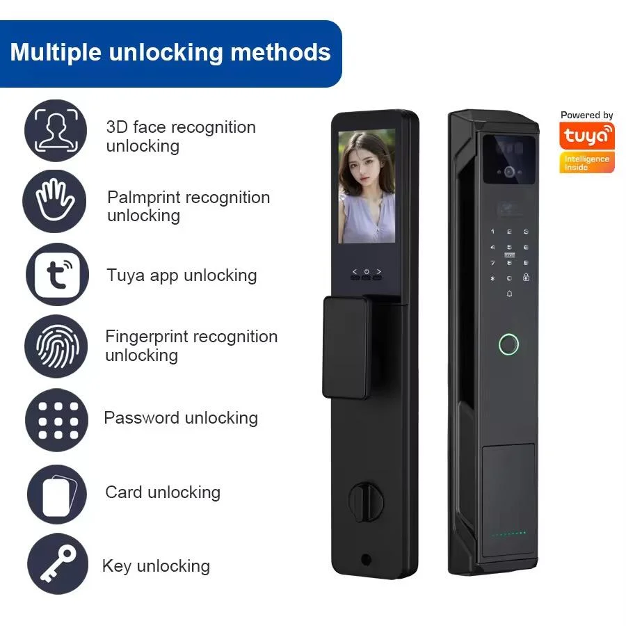 Smart Lock Face Recognition Fingerprint Keyless Password WiFi Automatic Electronic Digital Smart Lock Videol Surveillance