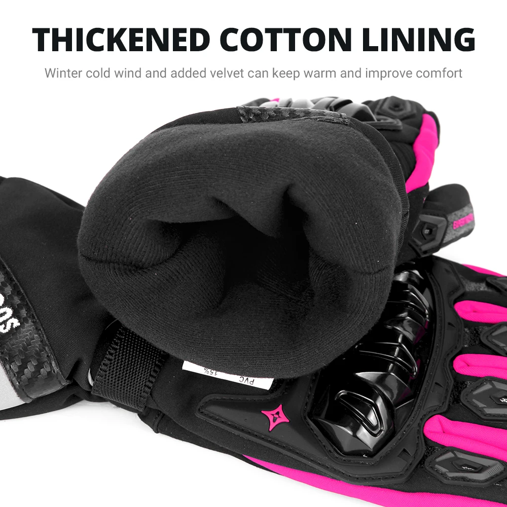 النساء الشتاء الدافئة دراجة نارية قفازات مكافحة السقوط ومضادة للتصادم على الطرق الوعرة دراجة نارية قفازات قيادة شاشة تعمل باللمس قفاز مقاوم للماء #3